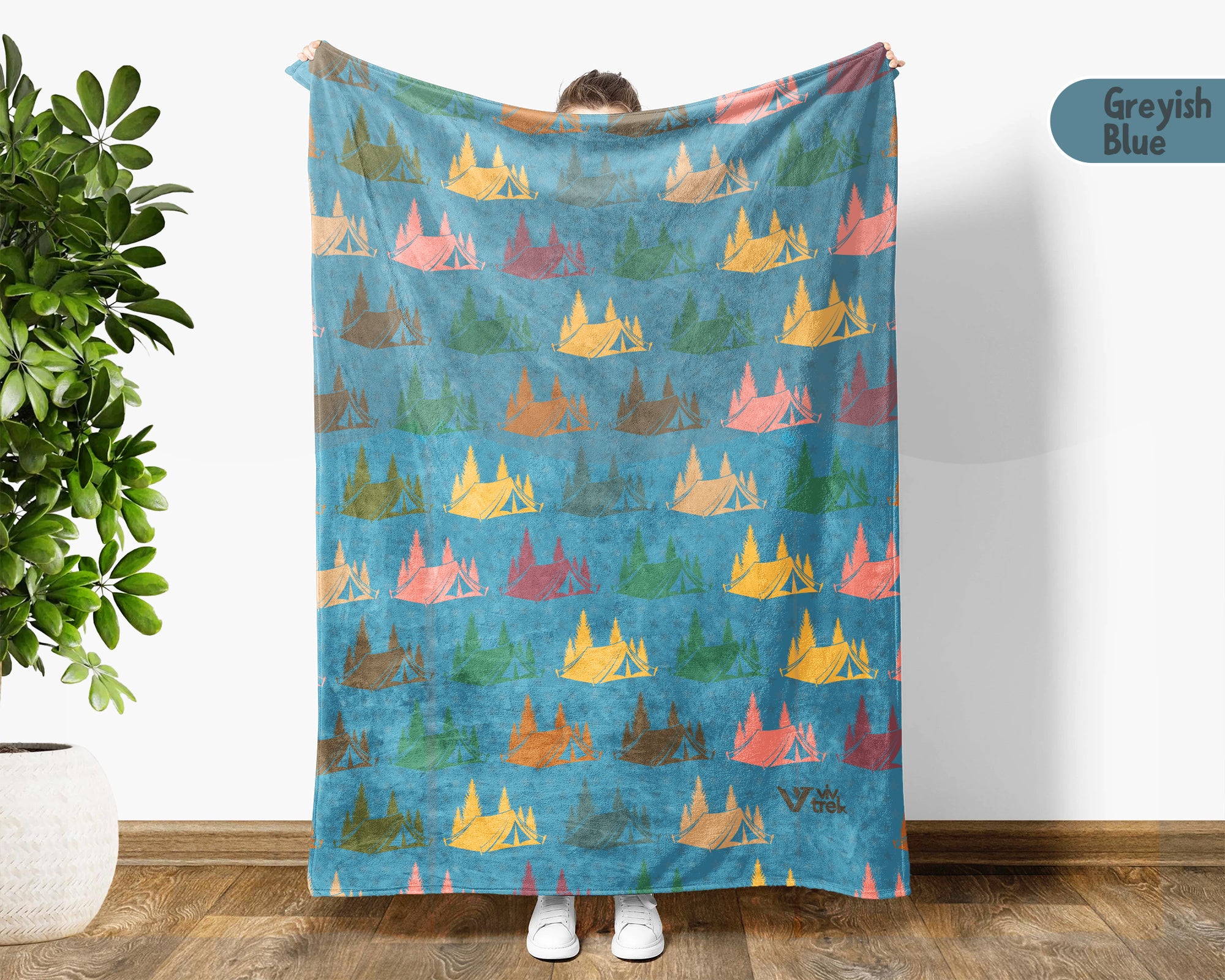 Retro Camping Throw Cozy Adventure Blanket Soft Nature Travel Decor Unique Campfire Gift for Outdoor Lovers