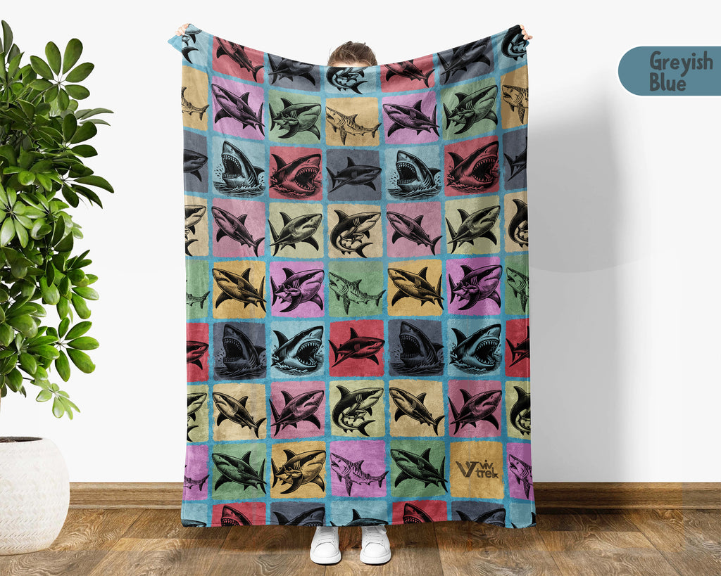 Vintage Shark Blanket – Cozy Ocean Lover Throw Gift