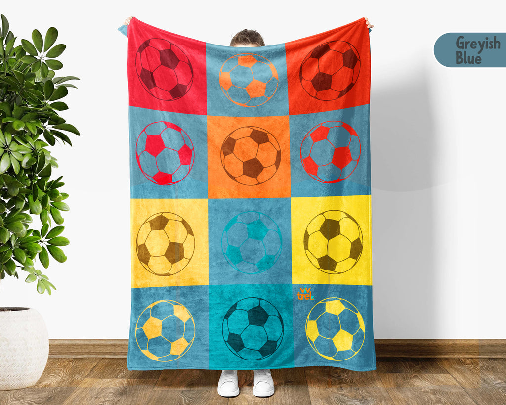 Retro Soccer Lover Blanket Gift, Cozy Soccer Throw for Players, Unique Football Fan Decor, Cool Sports Graphic Blanket, Soccer Room Accent