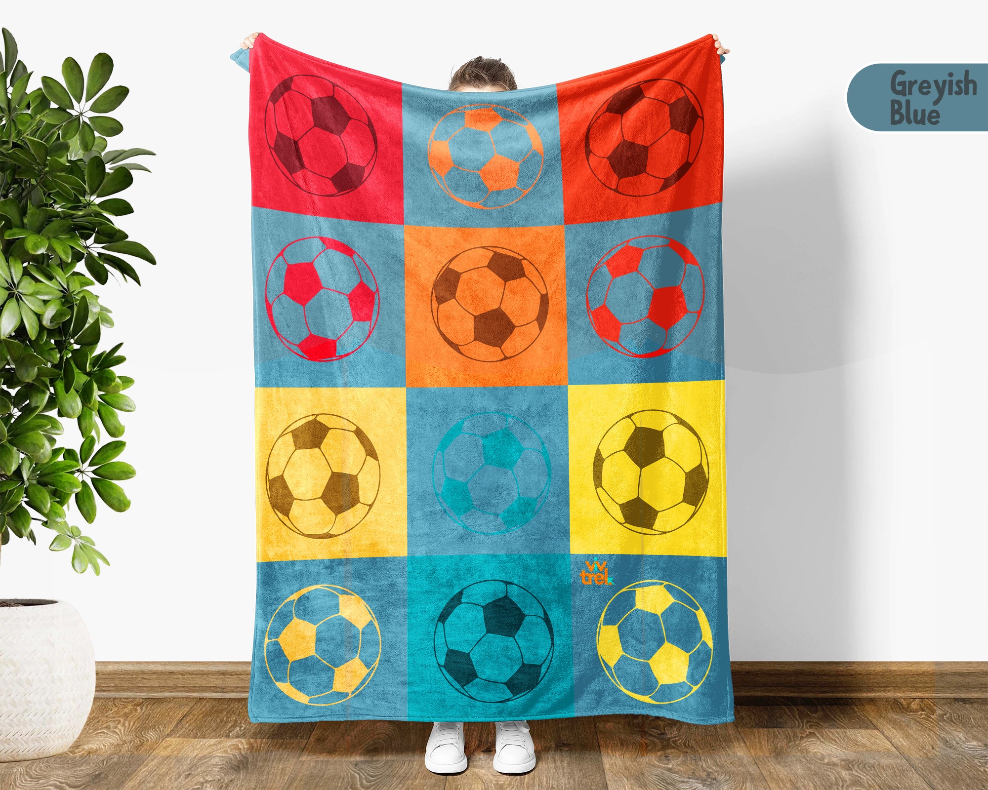 Retro Soccer Lover Blanket Gift, Cozy Soccer Throw for Players, Unique Football Fan Decor, Cool Sports Graphic Blanket, Soccer Room Accent