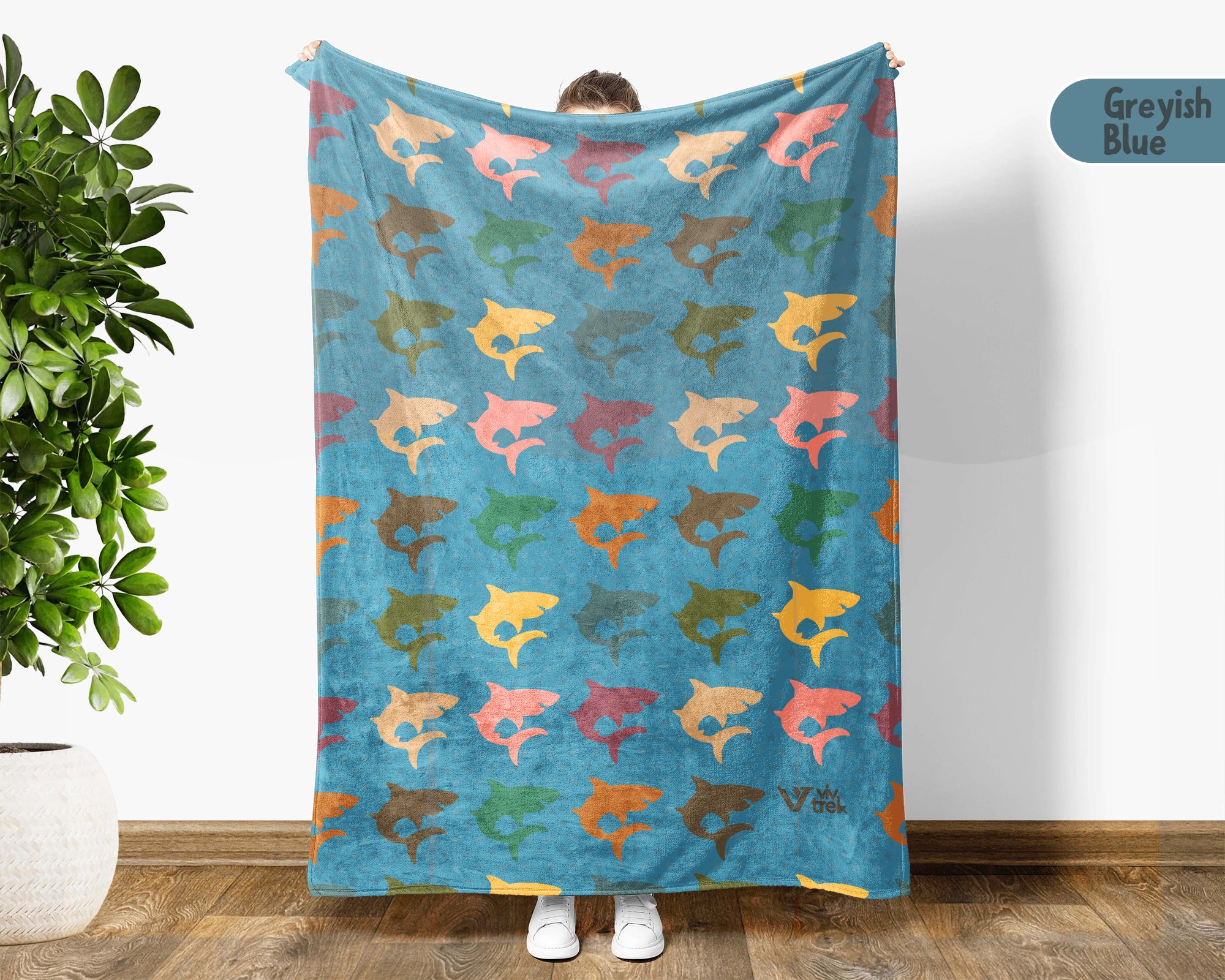 Retro Shark Blanket – Cozy Ocean Throw for Shark Lovers
