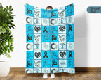Diabetes Awareness Blanket for November, Cozy Blue Circle Ribbon Throw for Patients, Caregivers & Family, Battle Blankets Meaningful Support Gift