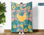Floral Chicken Blanket – Cozy Wildflower Farm Animal Throw Gift