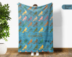 Custom Name Cardinal Blanket Retro Bird Lover Throw Cozy Personalized Gift Soft Wildlife Decor for Home