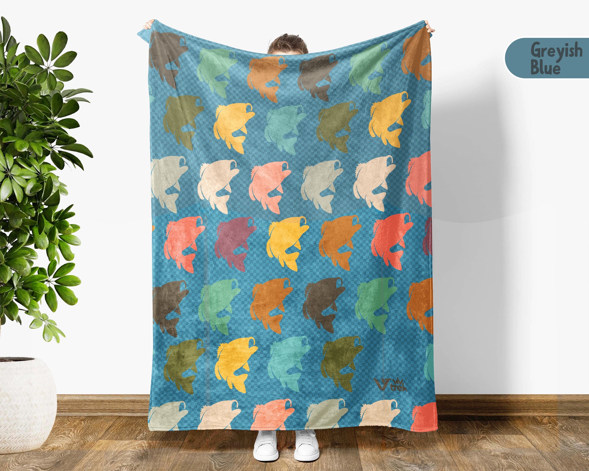 Retro Fishing Throw Cozy Angler Blanket Soft Outdoor Decor Unique Fisherman Gift for Cabin Adventure Lovers