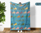 Custom Name Polo Blanket, Cozy Retro Equestrian Throw for Horse Enthusiasts