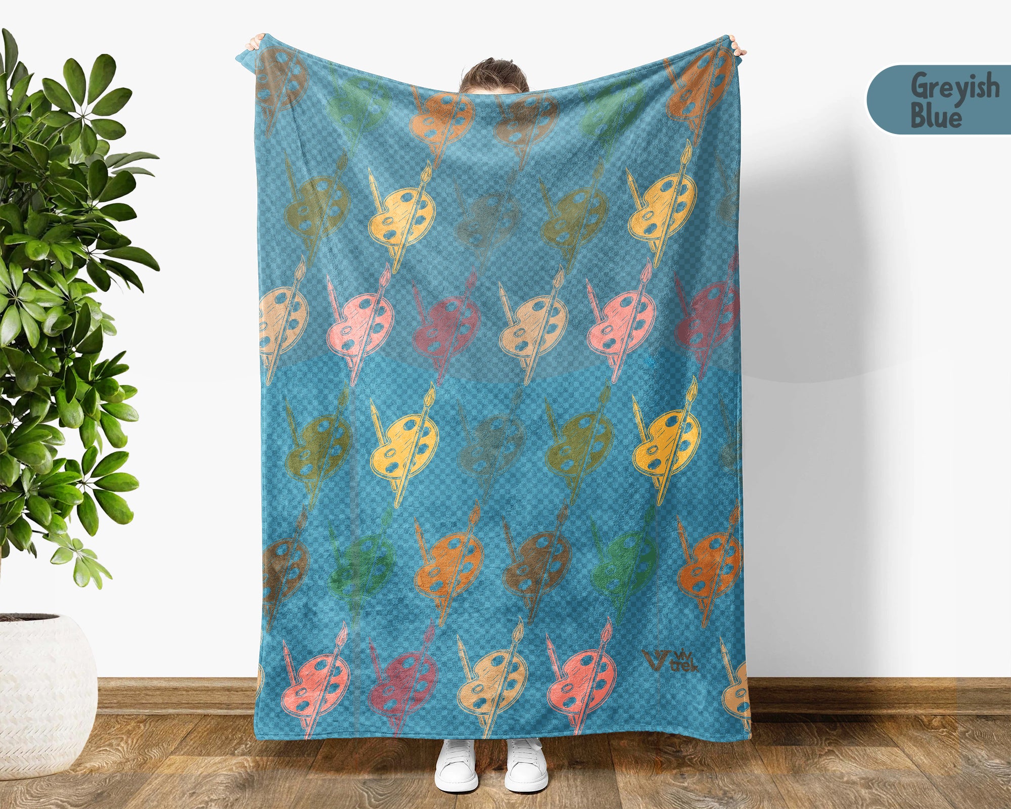 Retro Painting Lover Blanket, Vintage Canvas Artist Throw for Creative Home Decor and Cozy Art Gifts