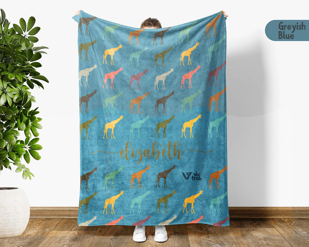 Custom Name Giraffe Throw Blanket – Personalized Wildlife Lover Gift