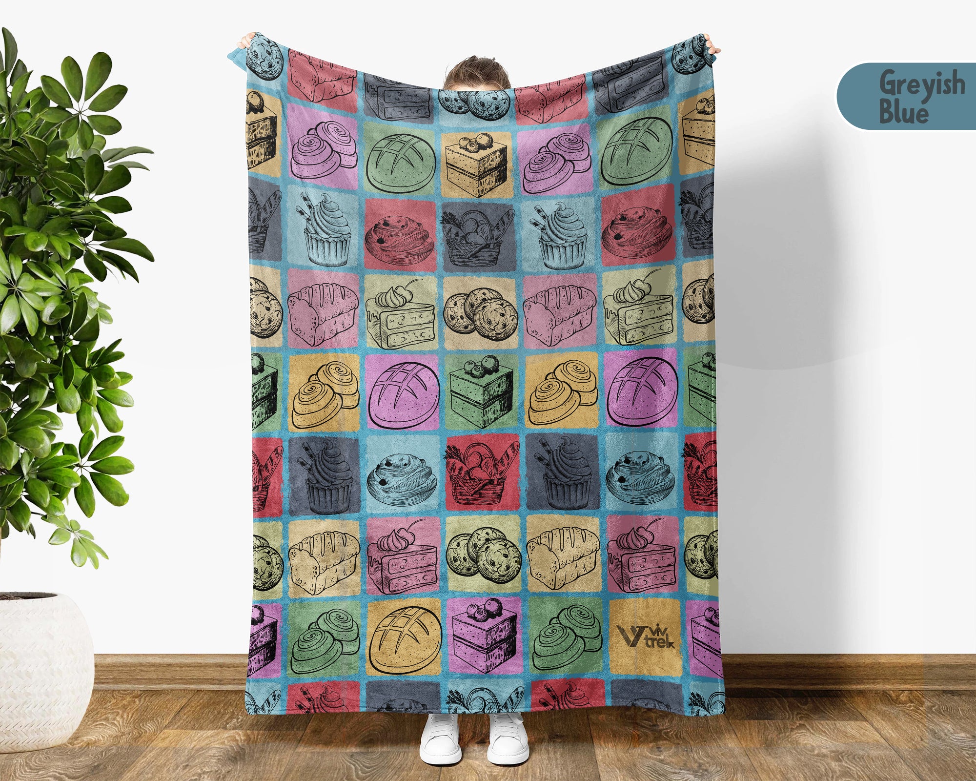 Vintage Baking Gift Blanket Cozy Baker Throw Kitchen Inspired Decor Soft Cake Bread Maker Blanket Unique Cooking Lover Gift