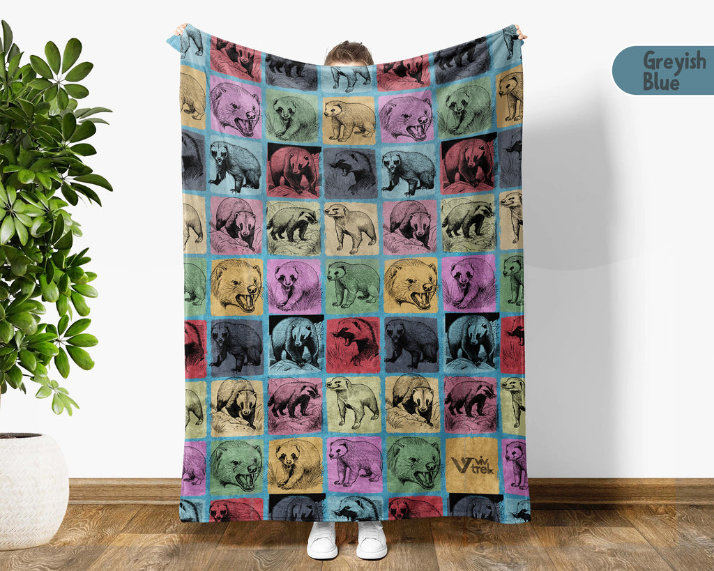 Vintage Honey Badger Throw Blanket – Cozy Wildlife Animal Gift