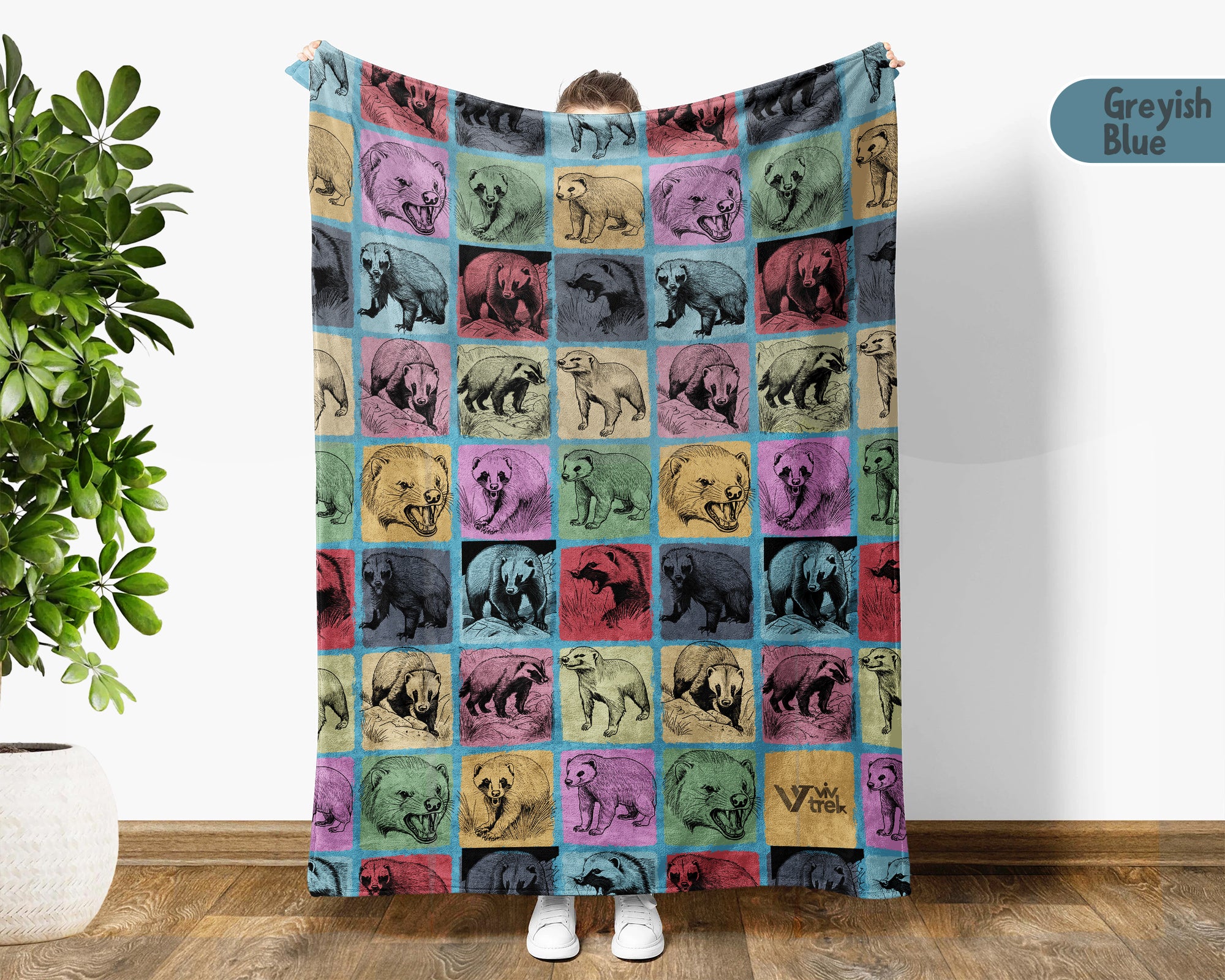 Vintage Honey Badger Throw Blanket – Cozy Wildlife Animal Gift