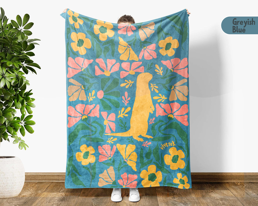 Floral Otter Blanket – Cute Wildflower Cozy Throw Gift