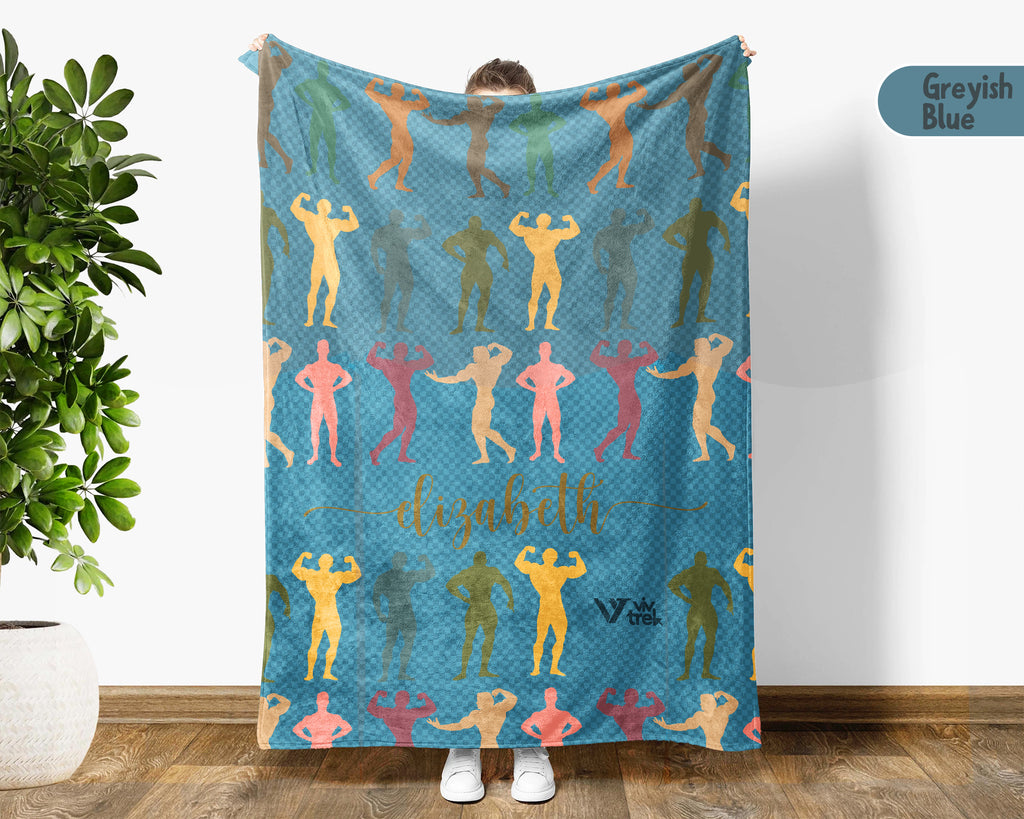 Custom Name Fitness Blanket Bodybuilding Throw Gift, Cozy Gym Lover Blanket for Athletes, Sporty Home Decor Accent