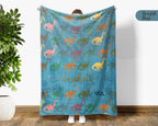 Custom Name Dino Blanket – Brachiosaurus Throw for Kids, Teens & Dinosaur Fans
