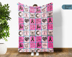 Breast Cancer Awareness Blanket for October, Cozy Pink Ribbon Throw for Patients, Battle Blanket For Caregivers & Family, Meaningful Support Gift