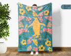Floral Penguin Blanket – Cozy Vintage Ocean Animal Throw Gift