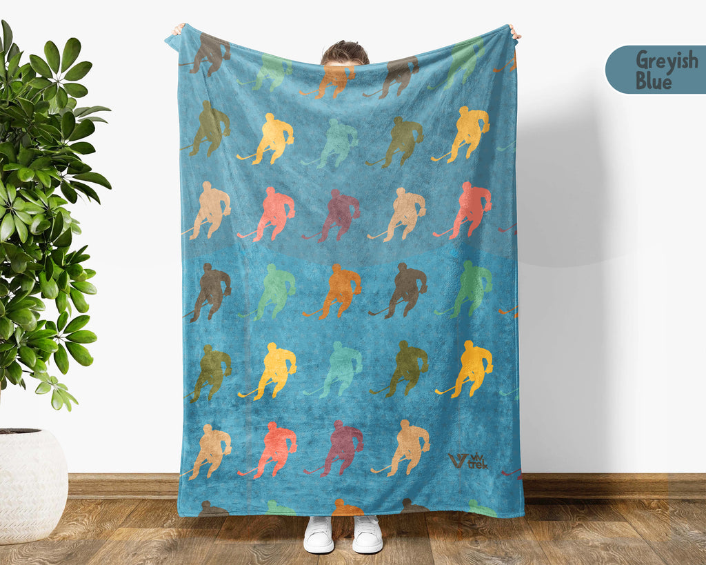 Retro Ice Hockey Player Blanket Cozy Sports Throw for Hockey Lovers Soft Graphic Decor Unique Winter Game Gift for Home