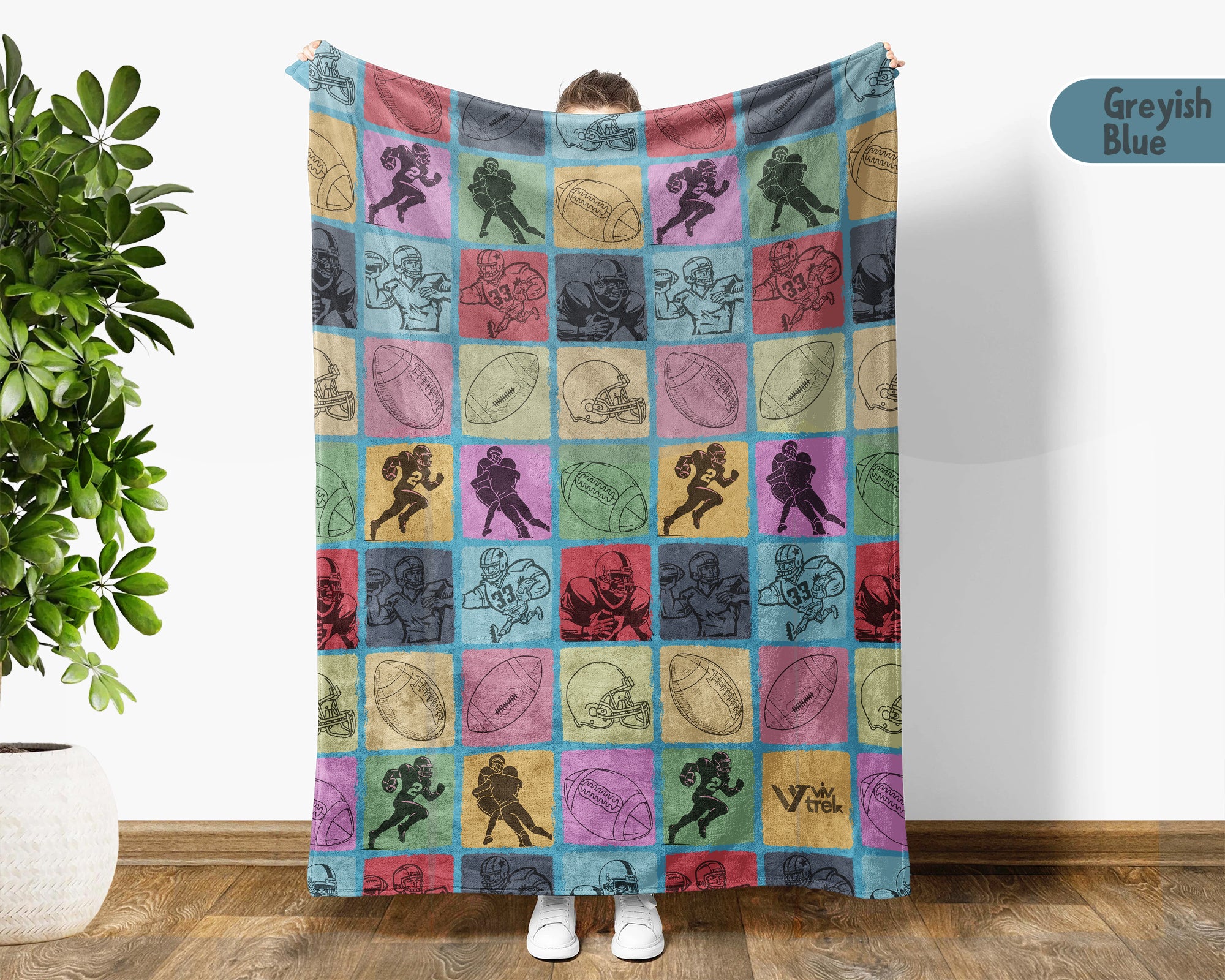 Vintage Football Lover Blanket for Sports Fans, Cozy Athlete Throw for Game Room and Football Decor Style