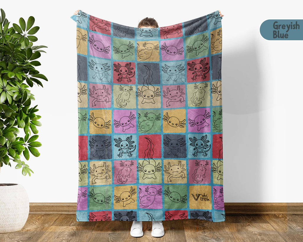 Vintage Axolotl Lover Blanket – Cozy Cute Animal Throw Gift