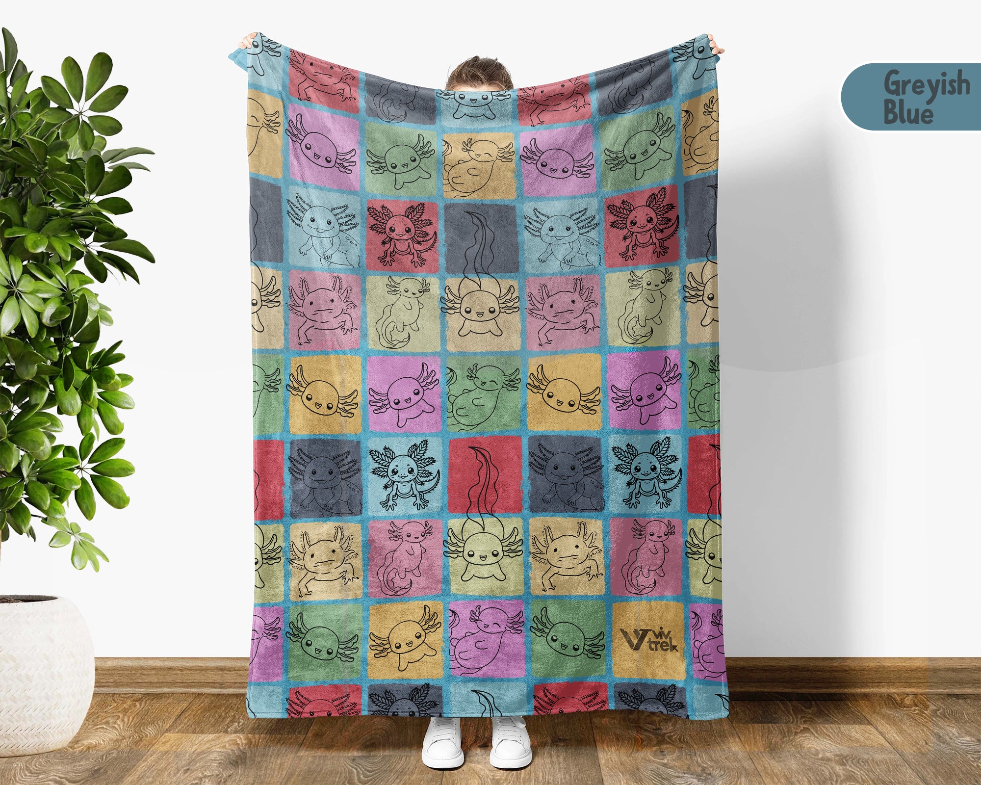 Vintage Axolotl Lover Blanket – Cozy Cute Animal Throw Gift