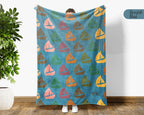 Retro Sailing Boat Blanket for Coastal Decor, Cozy Nautical Throw Gift for Sailors and Boating Enthusiasts