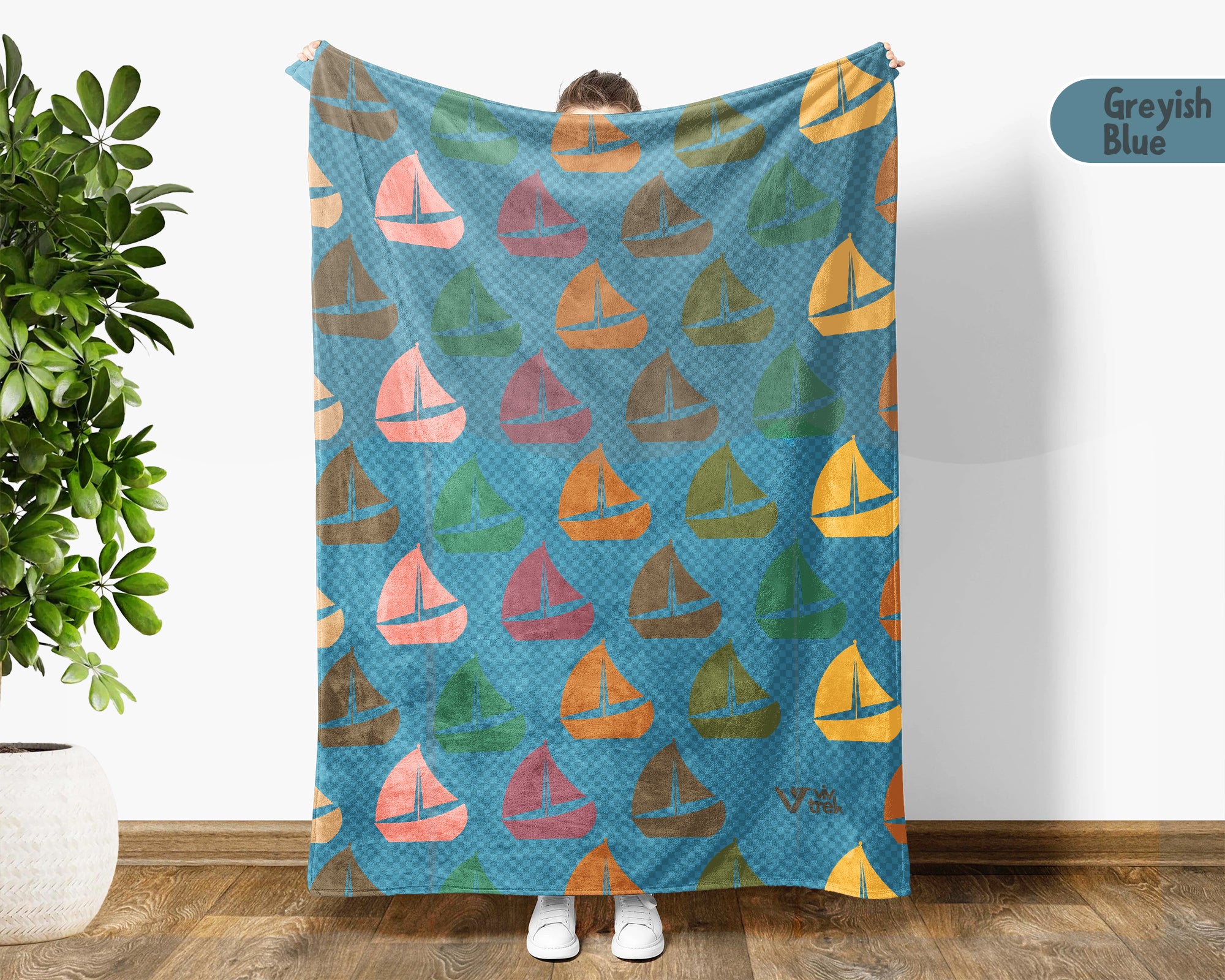 Retro Sailing Boat Blanket for Coastal Decor, Cozy Nautical Throw Gift for Sailors and Boating Enthusiasts