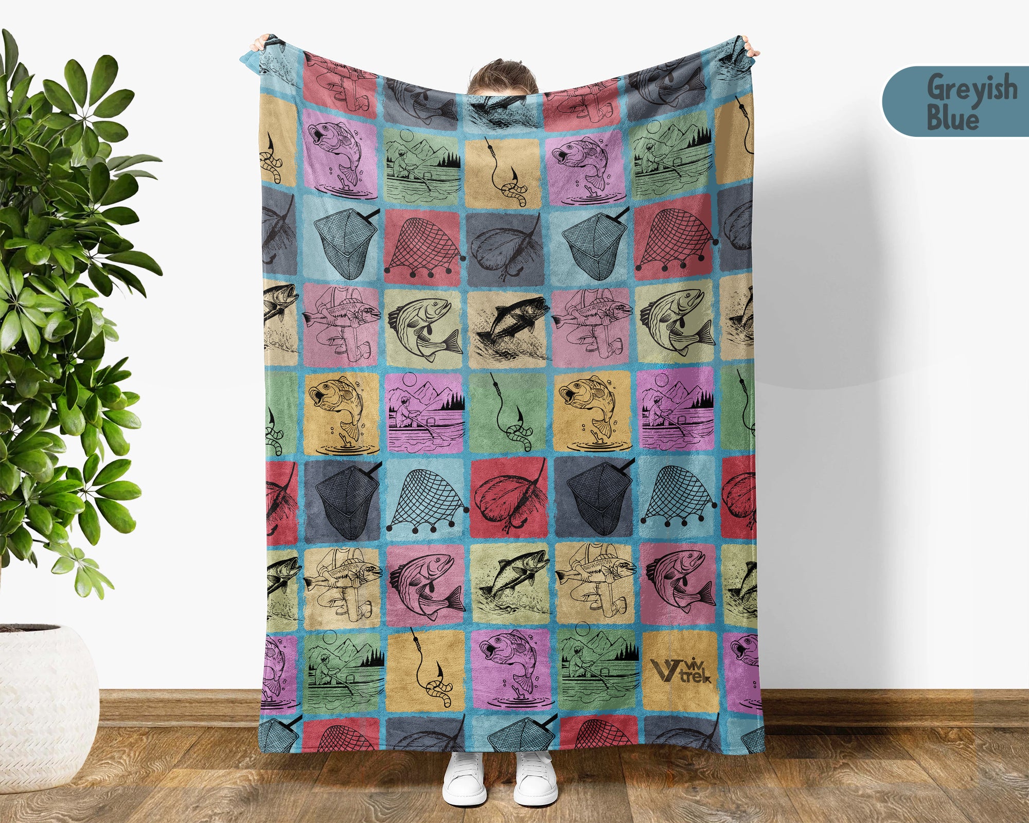 Vintage Fishing Blanket Cozy Angler Throw Soft Fisherman Decor Unique Outdoor Gift for Cabin and Lake Lovers