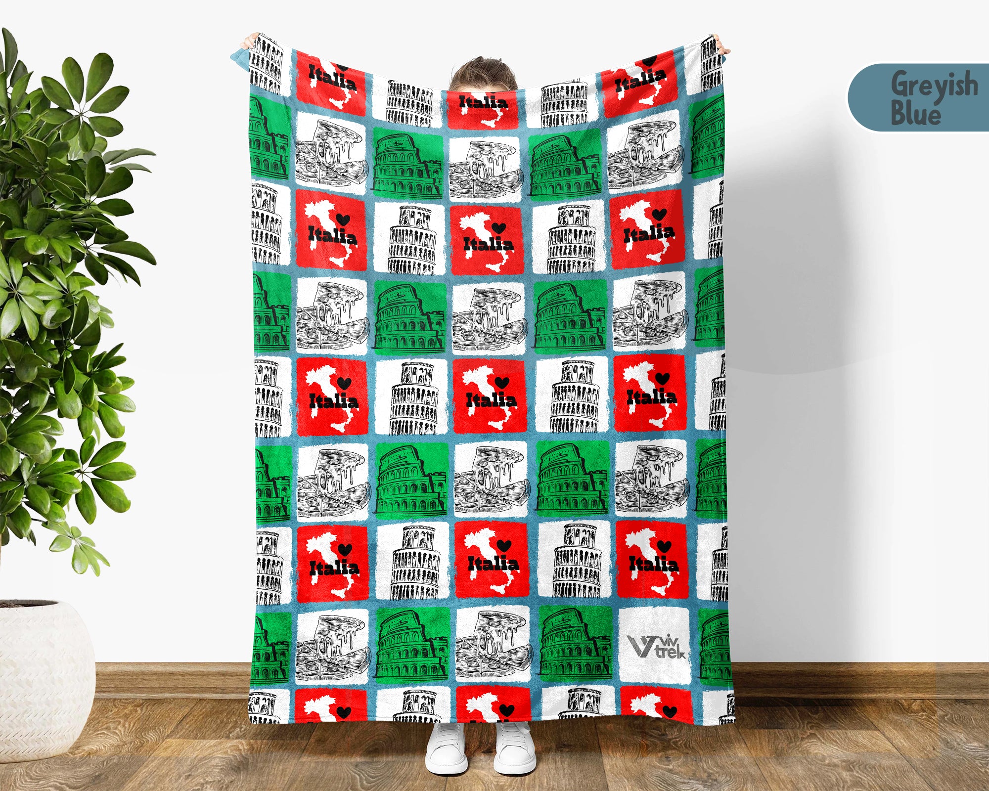 Italy Heritage Blanket Throw with Italia Flag Design, Cozy Rome Venice Inspired Decor, Mediterranean Travel Lover Gift Blanket
