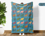 Retro Great Pyrenees Dog Throw Blanket, Fluffy White Mountain Breed Gift, Cozy Gentle Giant Home Decor Accent