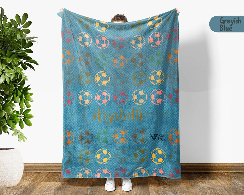 Custom Name Soccer Throw Blanket – Cozy Gift for Young Soccer Fans