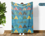 Personalized Monster Truck Blanket for Kids, Custom Name Retro Truck Throw, Cozy Boys Gift, Fun Truck Lover Room Decor Blanket