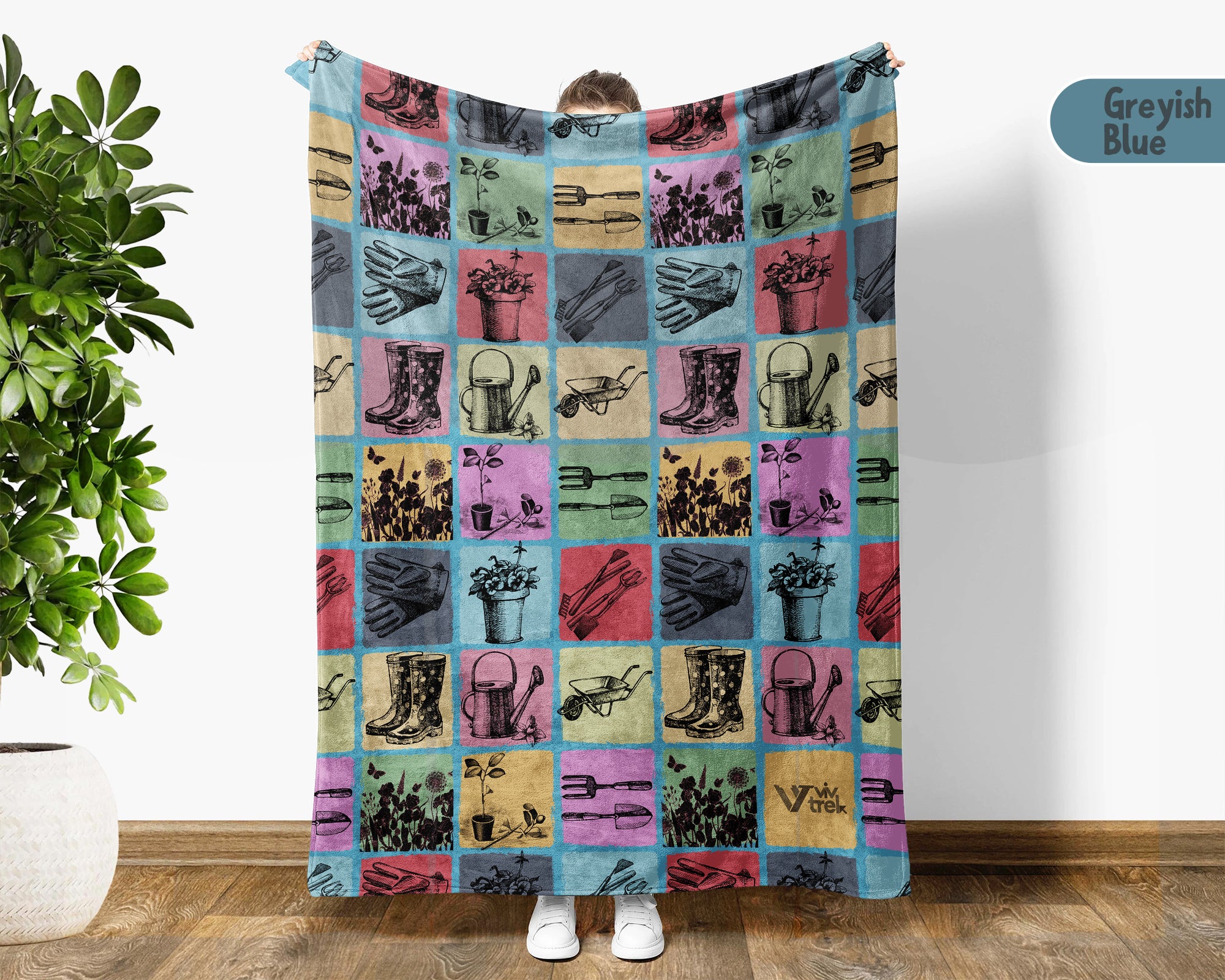 Vintage Gardening Blanket Cozy Botanical Throw Soft Gardener Decor Unique Plant Lover Gift for Nature Fans