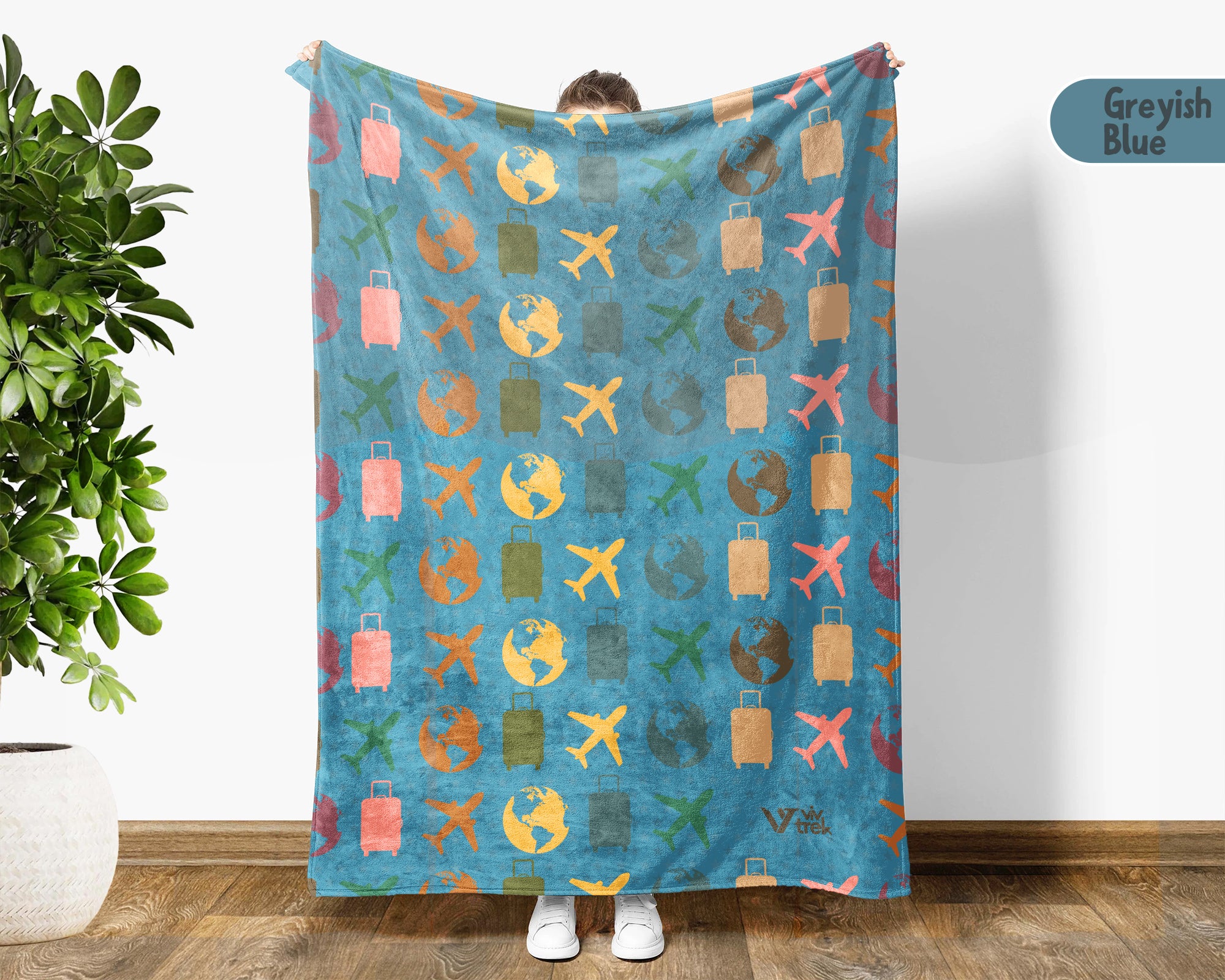 Retro Travel Lover Blanket, Vintage Wanderlust Throw for Cozy Adventure Decor and Explorer Gifts