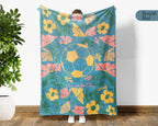 Custom Name Soccer Floral Blanket, Personalized Football Fan Throw, Cozy Sports Gift for Players and Soccer Lovers Room Decor