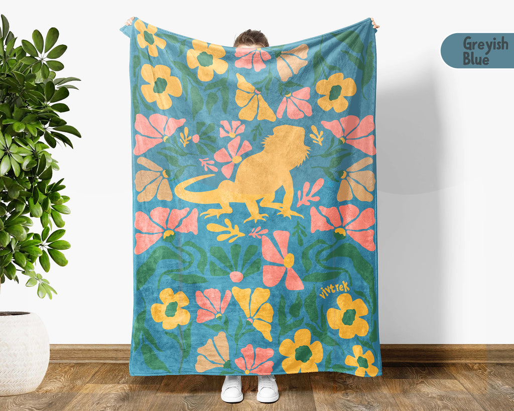 Floral Bearded Dragon Blanket – Cozy Throw for Lizard Lovers & Reptile Fans
