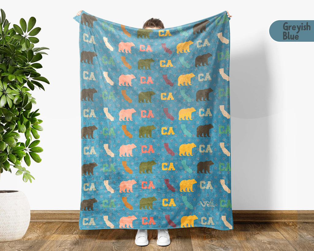 Retro California State Blanket, Patriotic 4th of July Throw, Vintage CA Lover Cozy Blanket, American Inspired Independence Day Gift