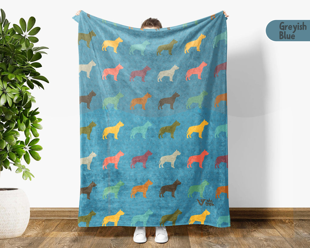 Retro Pitbull Blanket Gift for Dog Lovers, Cozy Canine Throw, Pet Inspired Decor Accent for Bedroom and Living Spaces