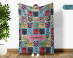 Personalized Bulldog Lover Blanket – Custom Name Vintage Dog Throw