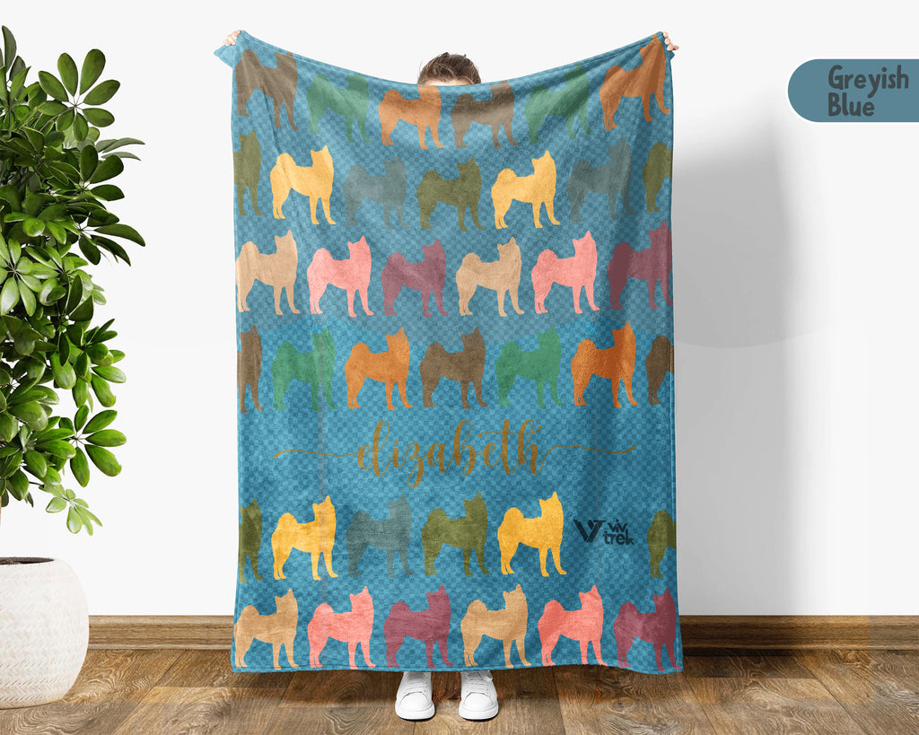 Personalized Shiba Inu Dog Blanket Custom Name Retro Puppy Throw Cozy Dog Lover Gift Cute Pet Home Decor Blanket