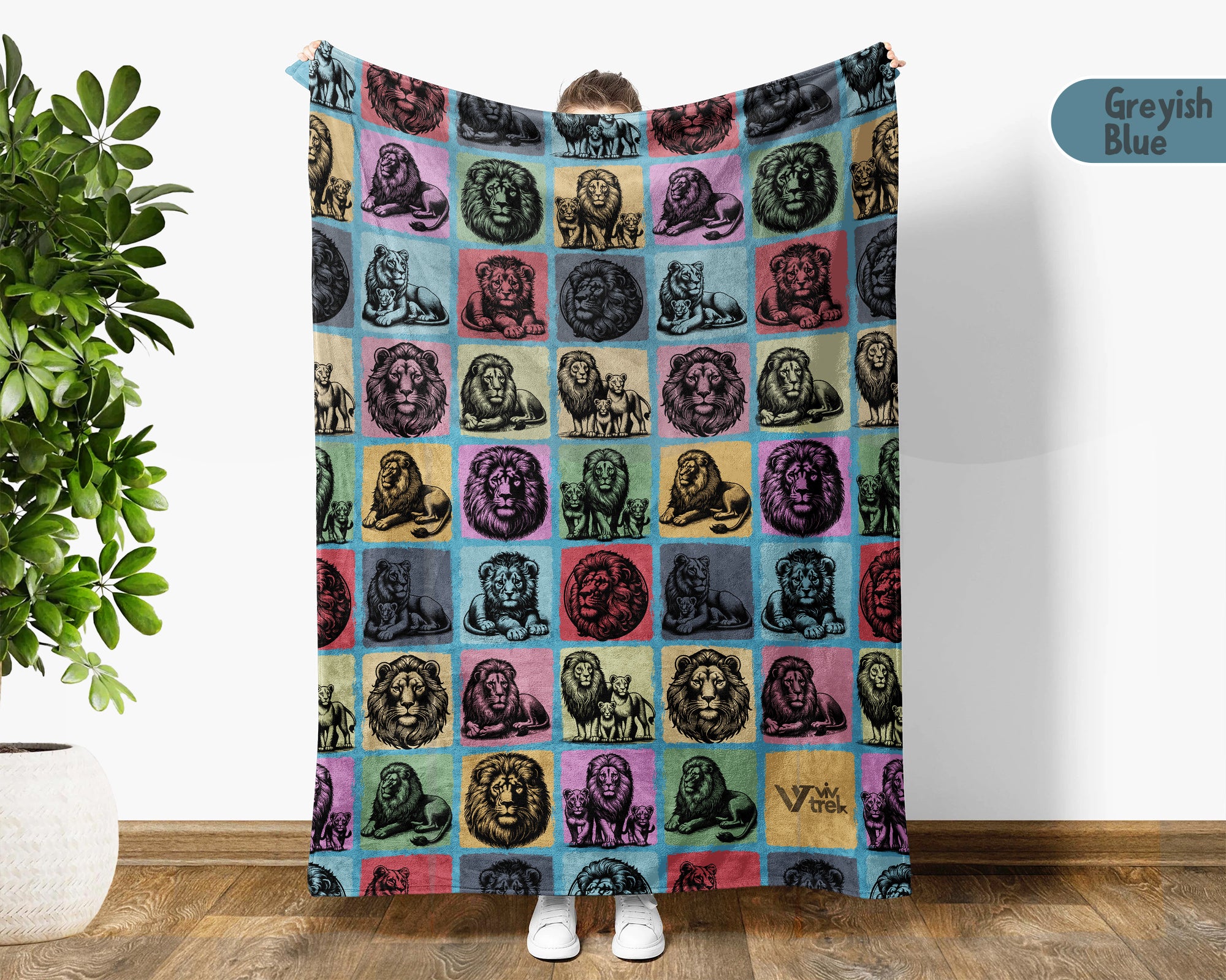 Vintage Lion Blanket Gift for Animal Lovers, Cozy Wildlife Throw, Safari Inspired Decor for Bedroom and Relaxing Living Spaces
