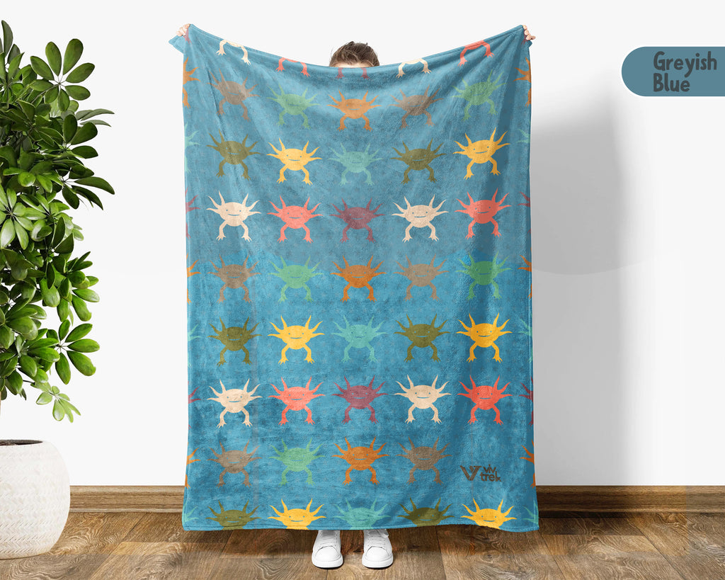 Cute Axolotl Blanket – Vintage Animal Lover Cozy Throw Gift