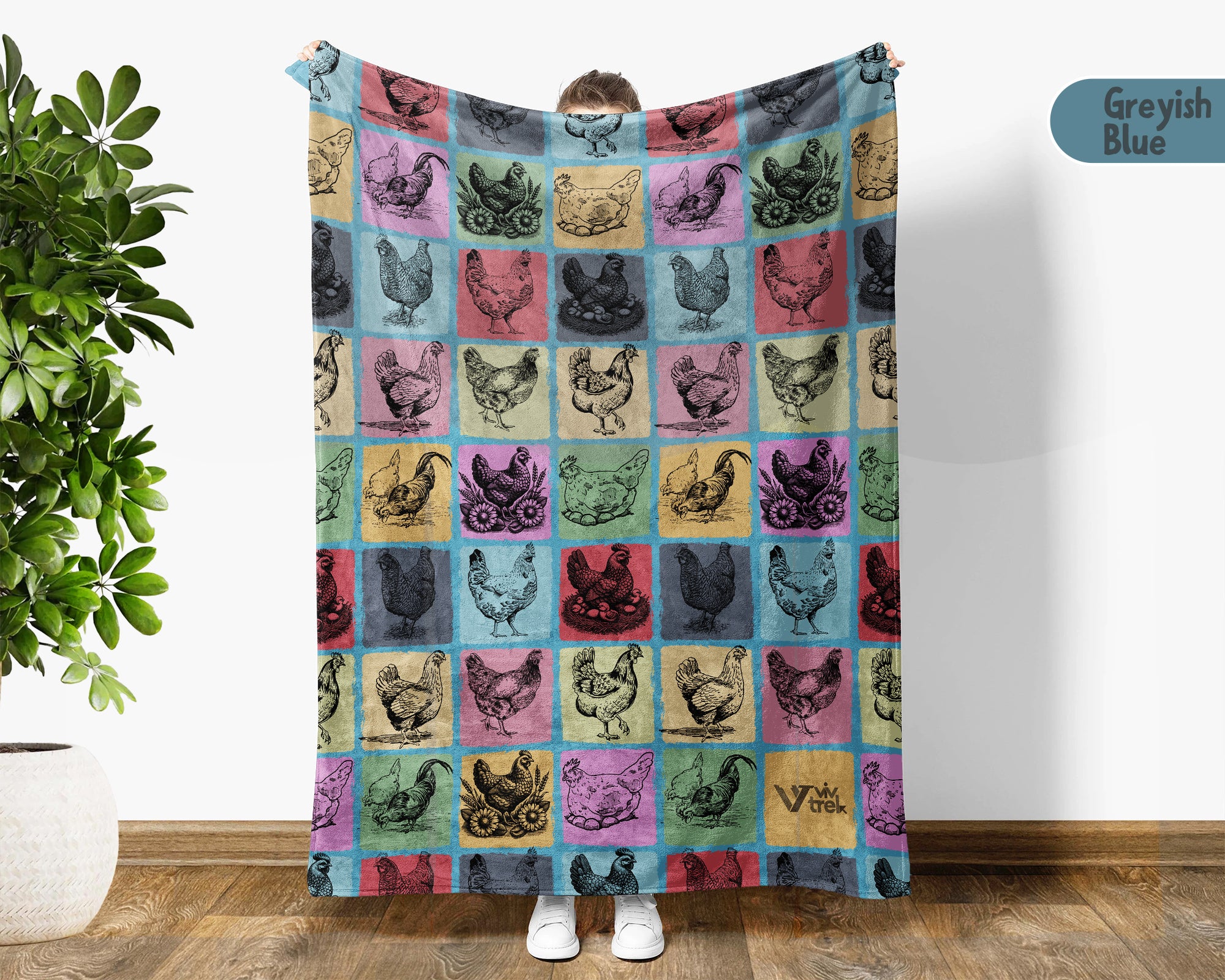 Vintage Chicken Blanket – Cozy Farmhouse Animal Lover Throw