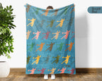 Retro Handball Blanket Cozy Sports Throw Handball Lover Fleece Blanket Sporty Gift Home Decor Idea for Game Day Couch Bedroom