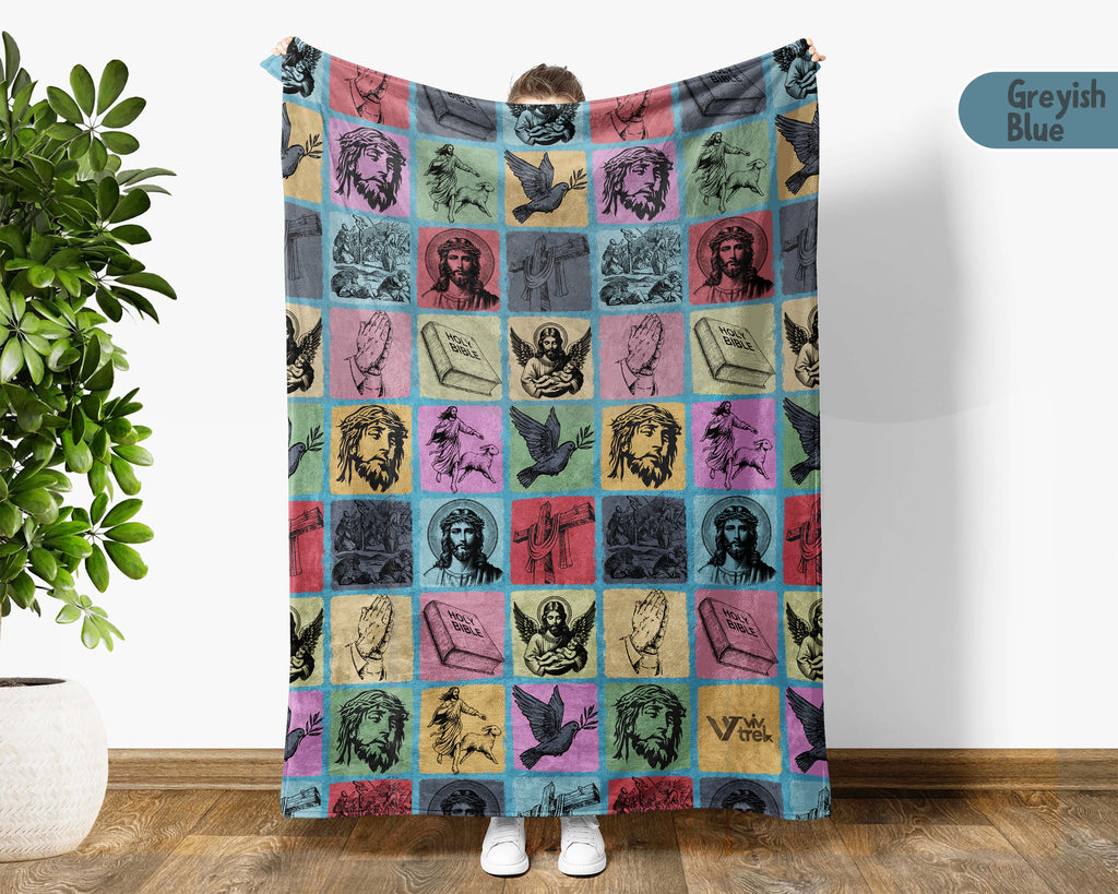 Christian Faith Blanket, Jesus Lover Throw, Inspirational Religious Cozy Blanket, Bible Verse Home Decor Gift for Family Friends