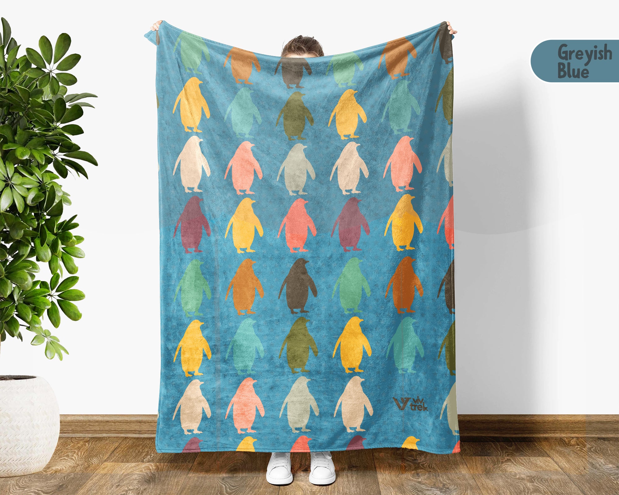 Retro Penguin Blanket Gift Cozy Ocean Animal Throw Soft Kawaii Decor Unique Arctic Inspired Blanket for Wildlife Lovers