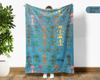 Custom Name Retro Space Blanket, Personalized Astronomy Galaxy Throw for Planet Rocket Star Adventure Lovers Decor