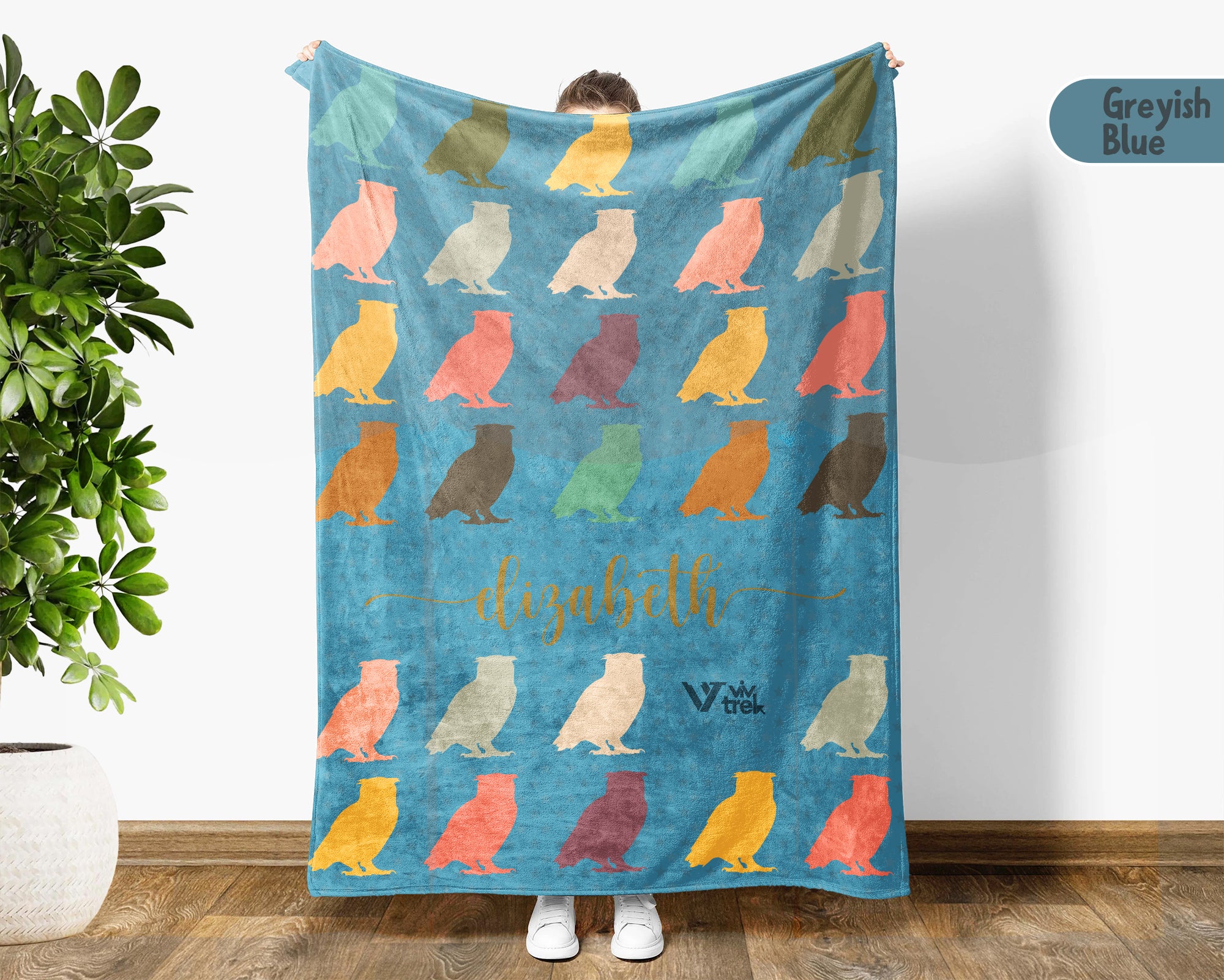 Personalized Name Owl Lover Blanket Custom Retro Bird Throw Cozy Forest Wildlife Fleece Gift Rustic Animal Home Decor Accent Piece