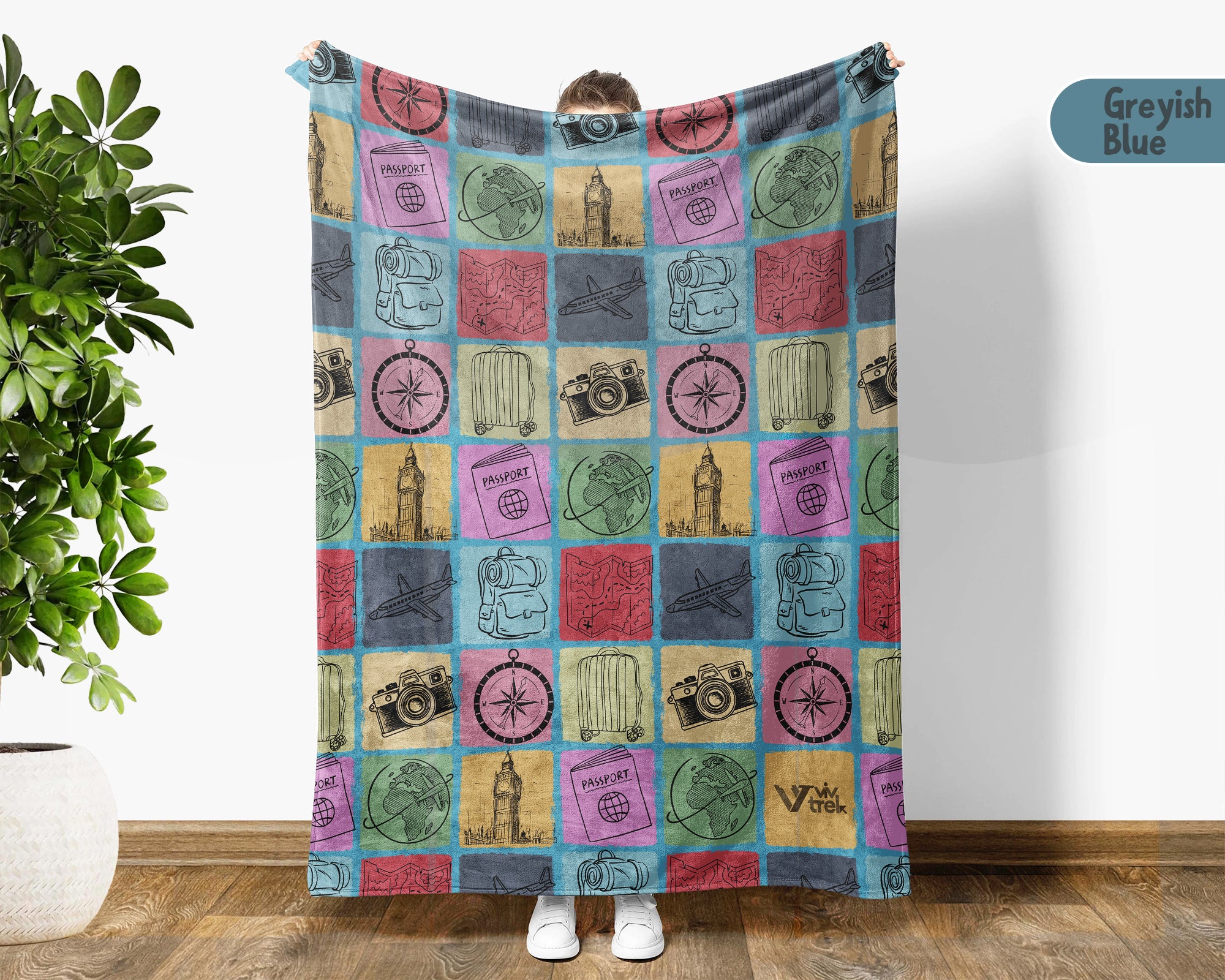 Vintage Travel Lover Blanket, Retro Adventure Throw for Cozy Wanderlust Decor and Explorer Gifts
