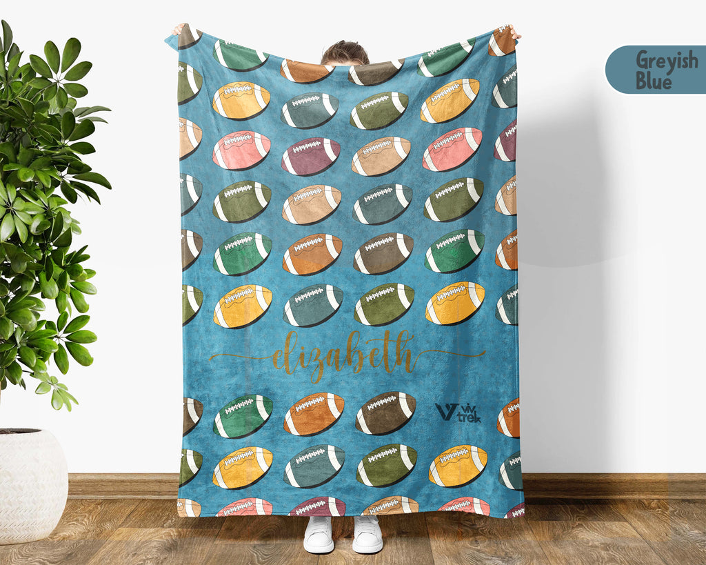 Custom Retro Football Blanket, Personalized Sports Throw for Athlete Fans Game Room Decor and Cozy Gift Ideas