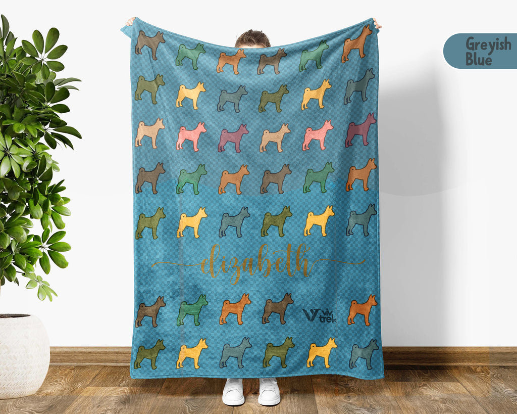 Personalized Basenji Dog Throw Custom Name Pet Lover Blanket Retro Breed Design Barkless Dog Gift Unique Cozy Home Accent